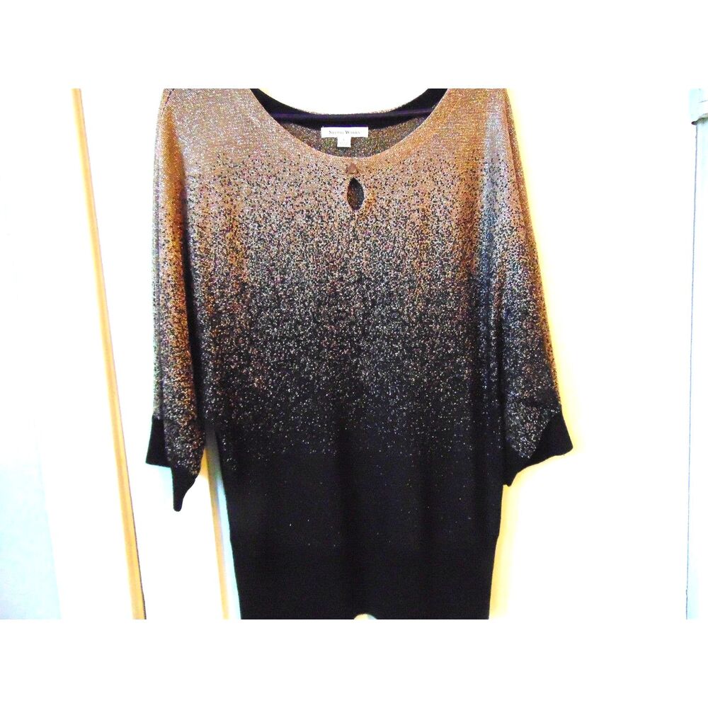 Rose Gold and Black Umbree 3/4 sleeve sweater by Studio Works Size Large no flaw
